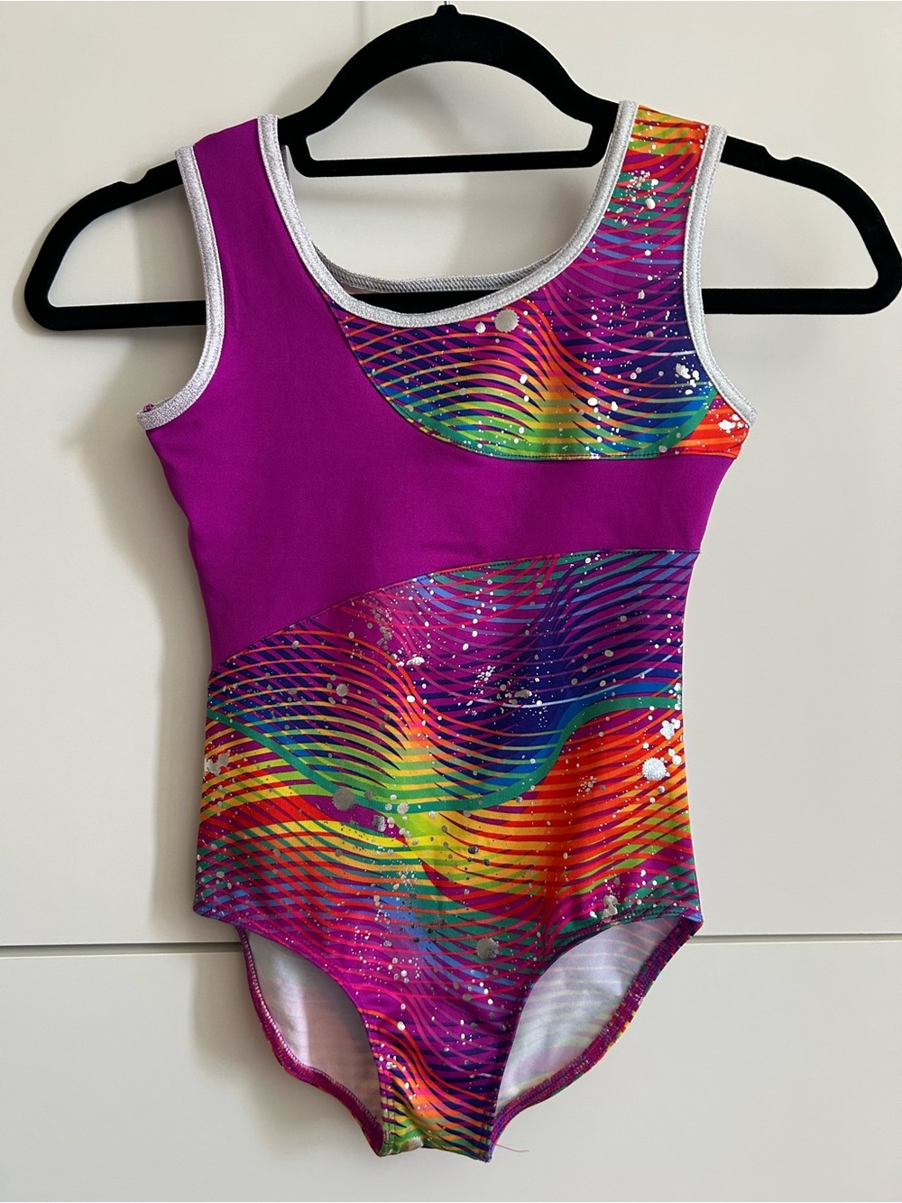 Danskin Now Purple and Multicolor Wave Gymnastics or Dance Leotard